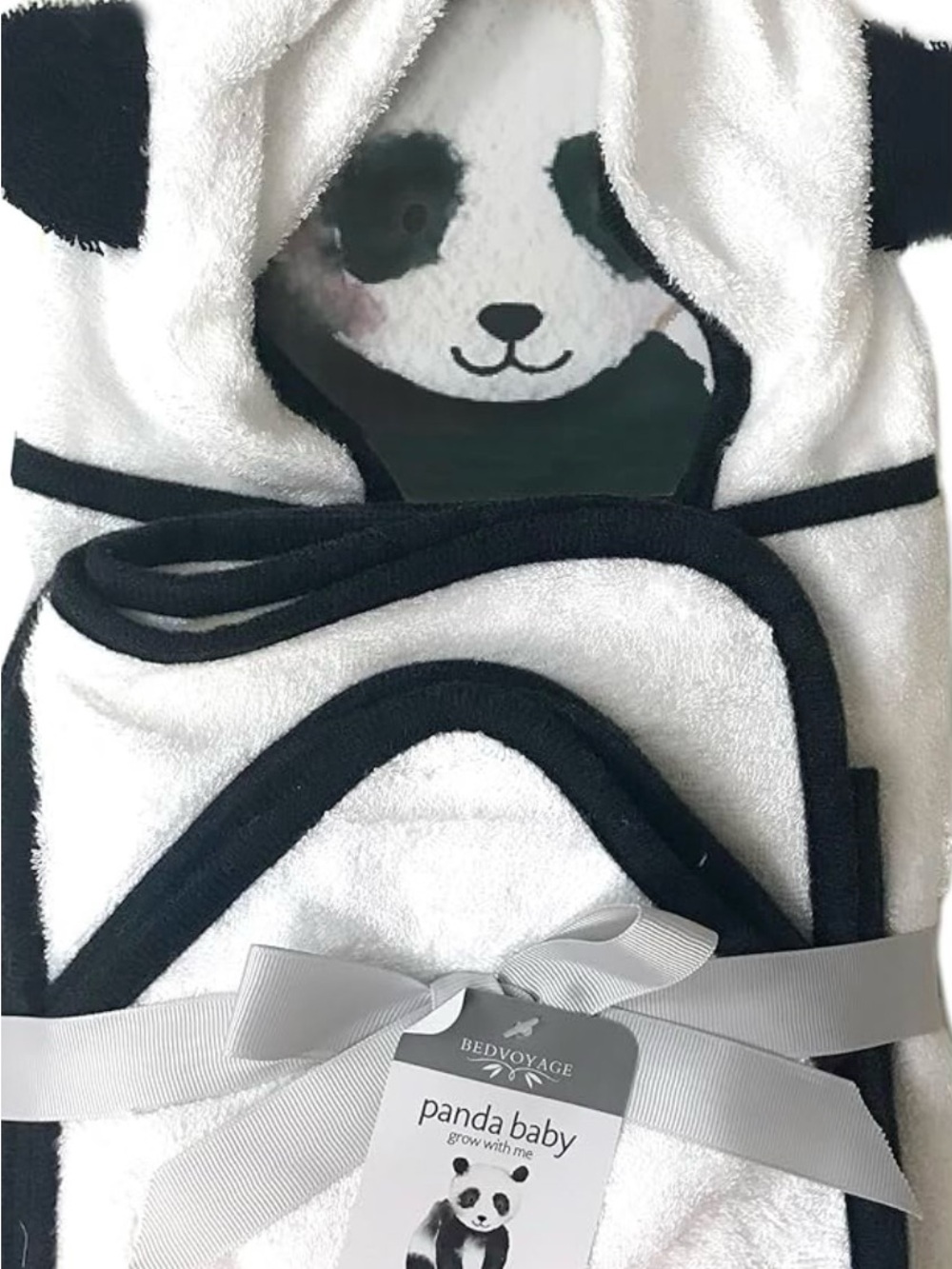 Panda Baby Hooded Towel - White & Black